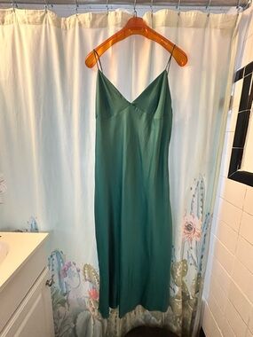 Emerald Green Slip Dress with Spaghetti Straps